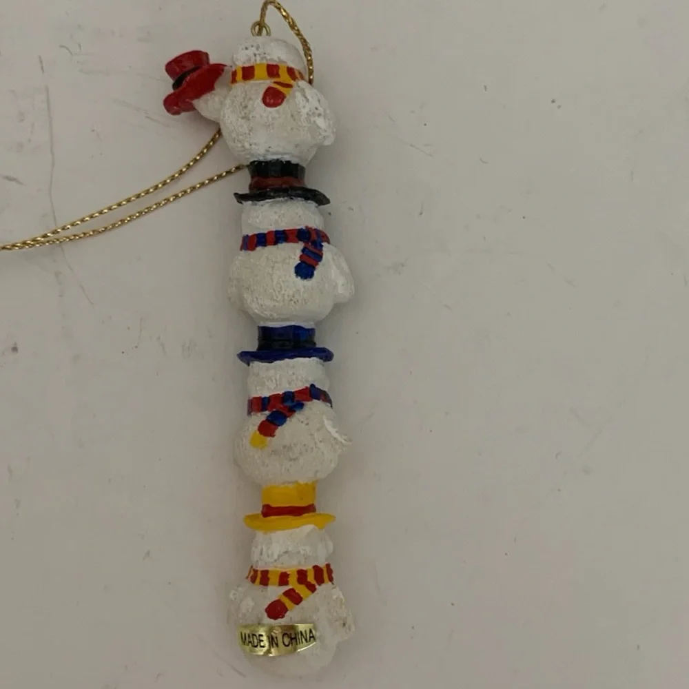 Vintage Snowmen with Hats Stack Ornament Festive Decor Holiday Gift Cottagecore